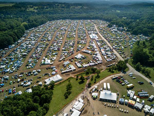 bluegrass camping aerial shot