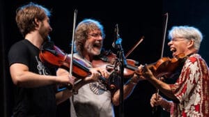Sam Bush with Darol Anger, photo by Jay Strausser