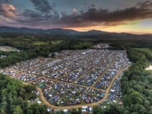 - Grey Fox Bluegrass Festival Aerial view of the Grey Fox Bluegrass Festival by Alan Hamilton.